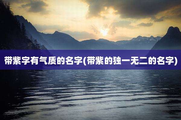 带紫字有气质的名字(带紫的独一无二的名字)
