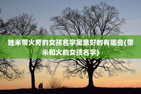 姓米带火旁的女孩名字寓意好的有哪些(带米和火的女孩名字)
