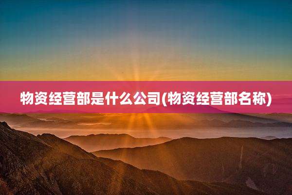 物资经营部是什么公司(物资经营部名称)