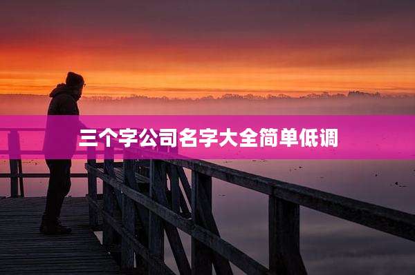 三个字公司名字大全简单低调