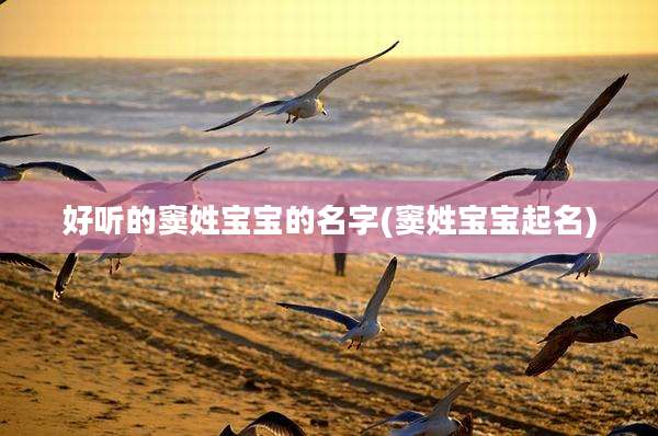 好听的窦姓宝宝的名字(窦姓宝宝起名)