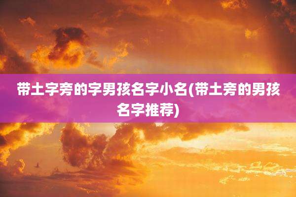 带土字旁的字男孩名字小名(带土旁的男孩名字推荐)
