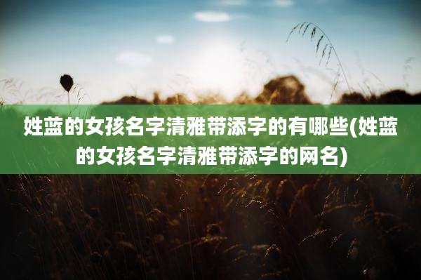 姓蓝的女孩名字清雅带添字的有哪些(姓蓝的女孩名字清雅带添字的网名)