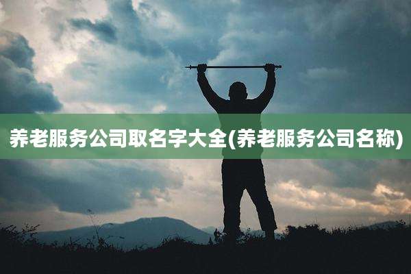 养老服务公司取名字大全(养老服务公司名称)