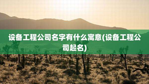 设备工程公司名字有什么寓意(设备工程公司起名)