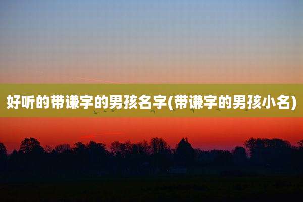 好听的带谦字的男孩名字(带谦字的男孩小名)