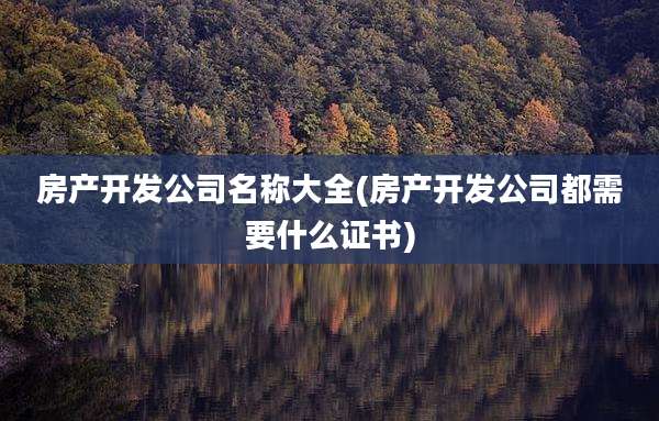 房产开发公司名称大全(房产开发公司都需要什么证书)