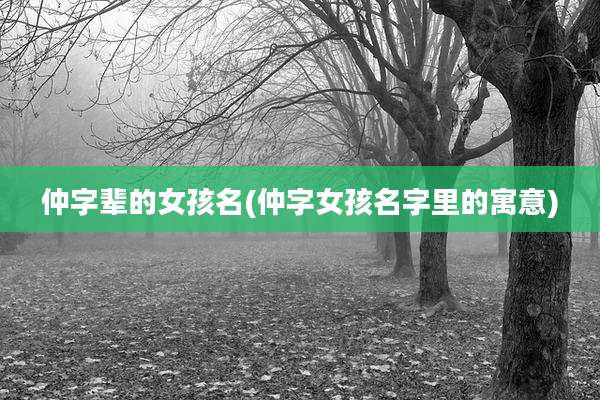 仲字辈的女孩名(仲字女孩名字里的寓意)