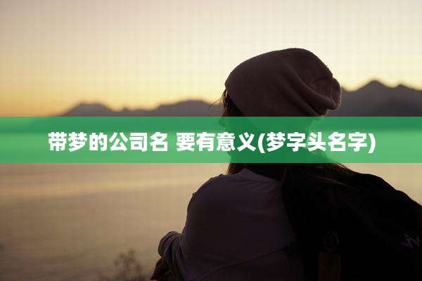 带梦的公司名 要有意义(梦字头名字)