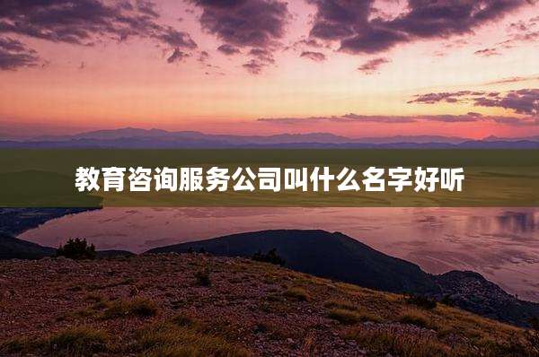 教育咨询服务公司叫什么名字好听