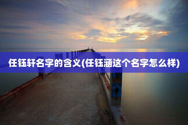 任钰轩名字的含义(任钰涵这个名字怎么样)