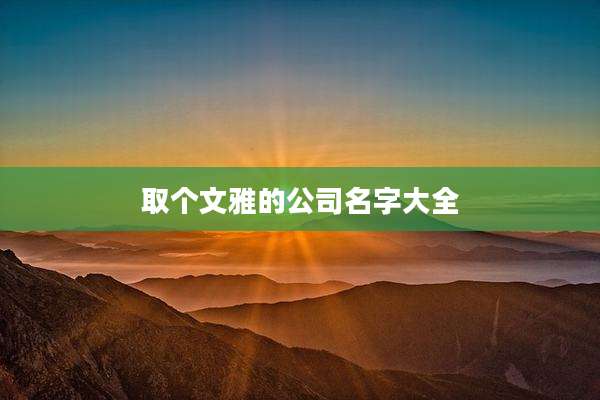 取个文雅的公司名字大全