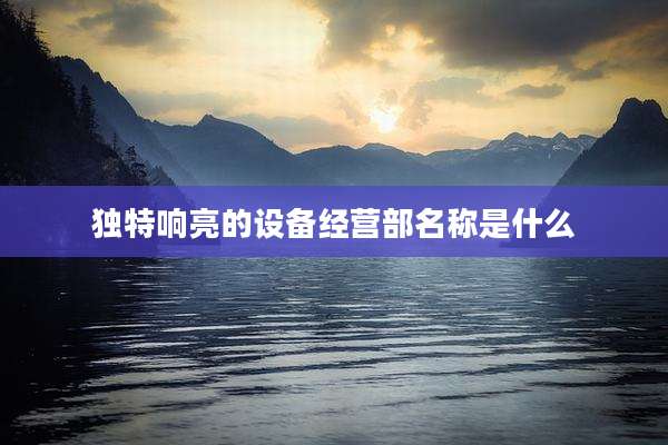 独特响亮的设备经营部名称是什么