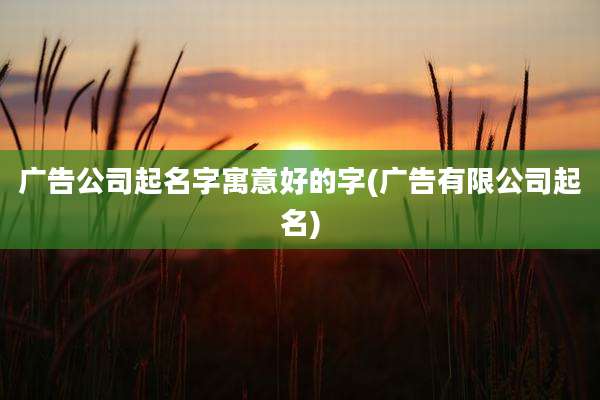 广告公司起名字寓意好的字(广告有限公司起名)