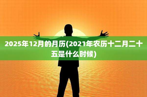 2025年12月的月历(2021年农历十二月二十五是什么时候)