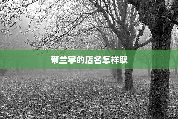 带兰字的店名怎样取