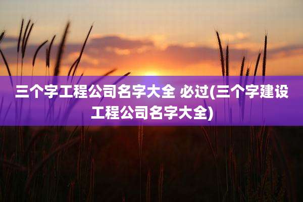 三个字工程公司名字大全 必过(三个字建设工程公司名字大全)