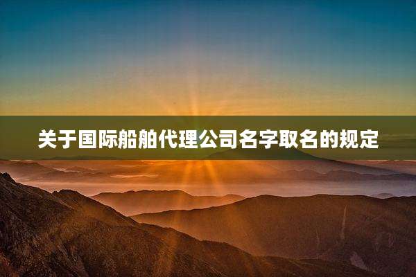 关于国际船舶代理公司名字取名的规定