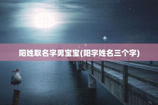 阳姓取名字男宝宝(阳字姓名三个字)