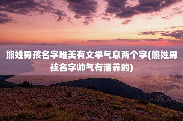 熊姓男孩名字唯美有文学气息两个字(熊姓男孩名字帅气有涵养的)