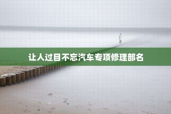 让人过目不忘汽车专项修理部名