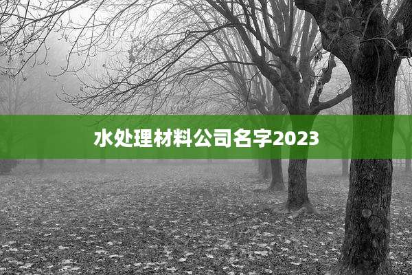 水处理材料公司名字2023