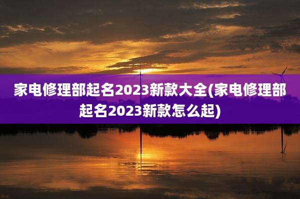 家电修理部起名2023新款大全(家电修理部起名2023新款怎么起)