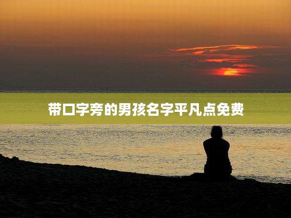 带口字旁的男孩名字平凡点免费
