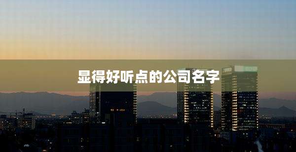 显得好听点的公司名字