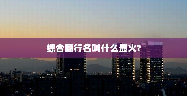 综合商行名叫什么最火?