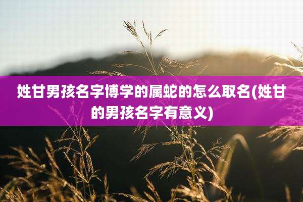 姓甘男孩名字博学的属蛇的怎么取名(姓甘的男孩名字有意义)