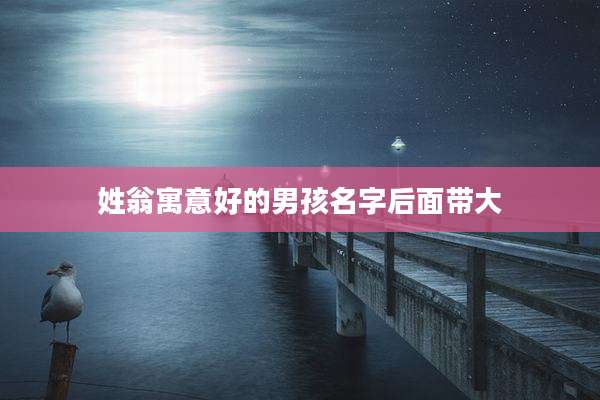 姓翁寓意好的男孩名字后面带大