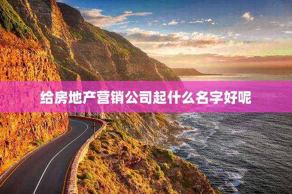 给房地产营销公司起什么名字好呢