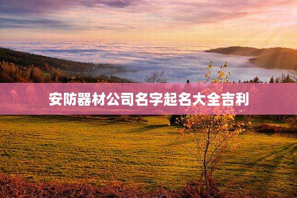 安防器材公司名字起名大全吉利