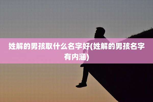 姓解的男孩取什么名字好(姓解的男孩名字有内涵)
