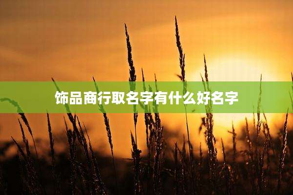 饰品商行取名字有什么好名字