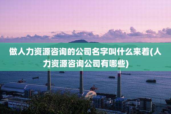 做人力资源咨询的公司名字叫什么来着(人力资源咨询公司有哪些)