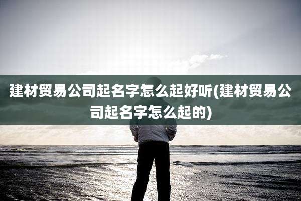 建材贸易公司起名字怎么起好听(建材贸易公司起名字怎么起的)