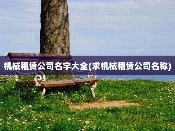 机械租赁公司名字大全(求机械租赁公司名称)