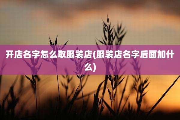 开店名字怎么取服装店(服装店名字后面加什么)