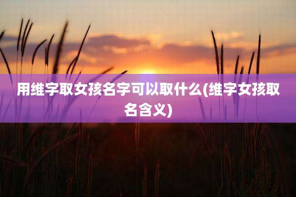 用维字取女孩名字可以取什么(维字女孩取名含义)