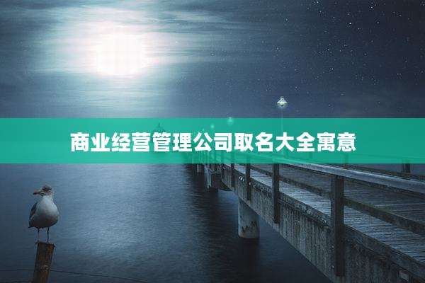 商业经营管理公司取名大全寓意