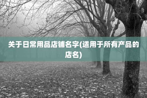 关于日常用品店铺名字(适用于所有产品的店名)
