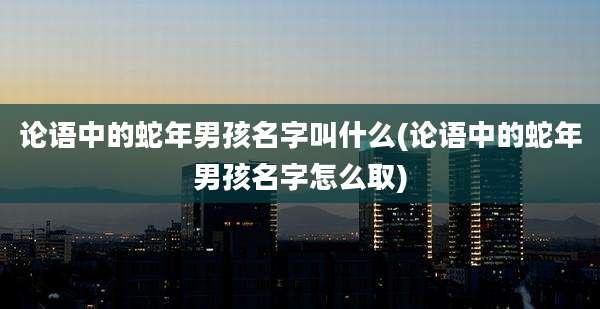 论语中的蛇年男孩名字叫什么(论语中的蛇年男孩名字怎么取)
