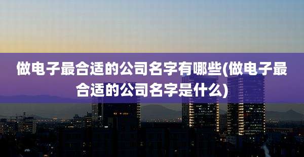做电子最合适的公司名字有哪些(做电子最合适的公司名字是什么)