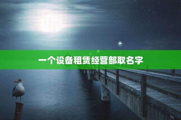 一个设备租赁经营部取名字