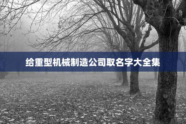 给重型机械制造公司取名字大全集