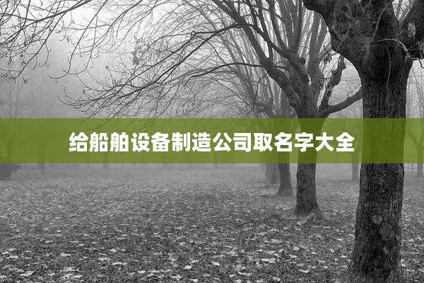给船舶设备制造公司取名字大全