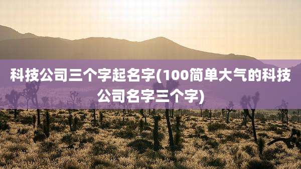 科技公司三个字起名字(100简单大气的科技公司名字三个字)