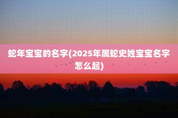 蛇年宝宝的名字(2025年属蛇史姓宝宝名字怎么起)
